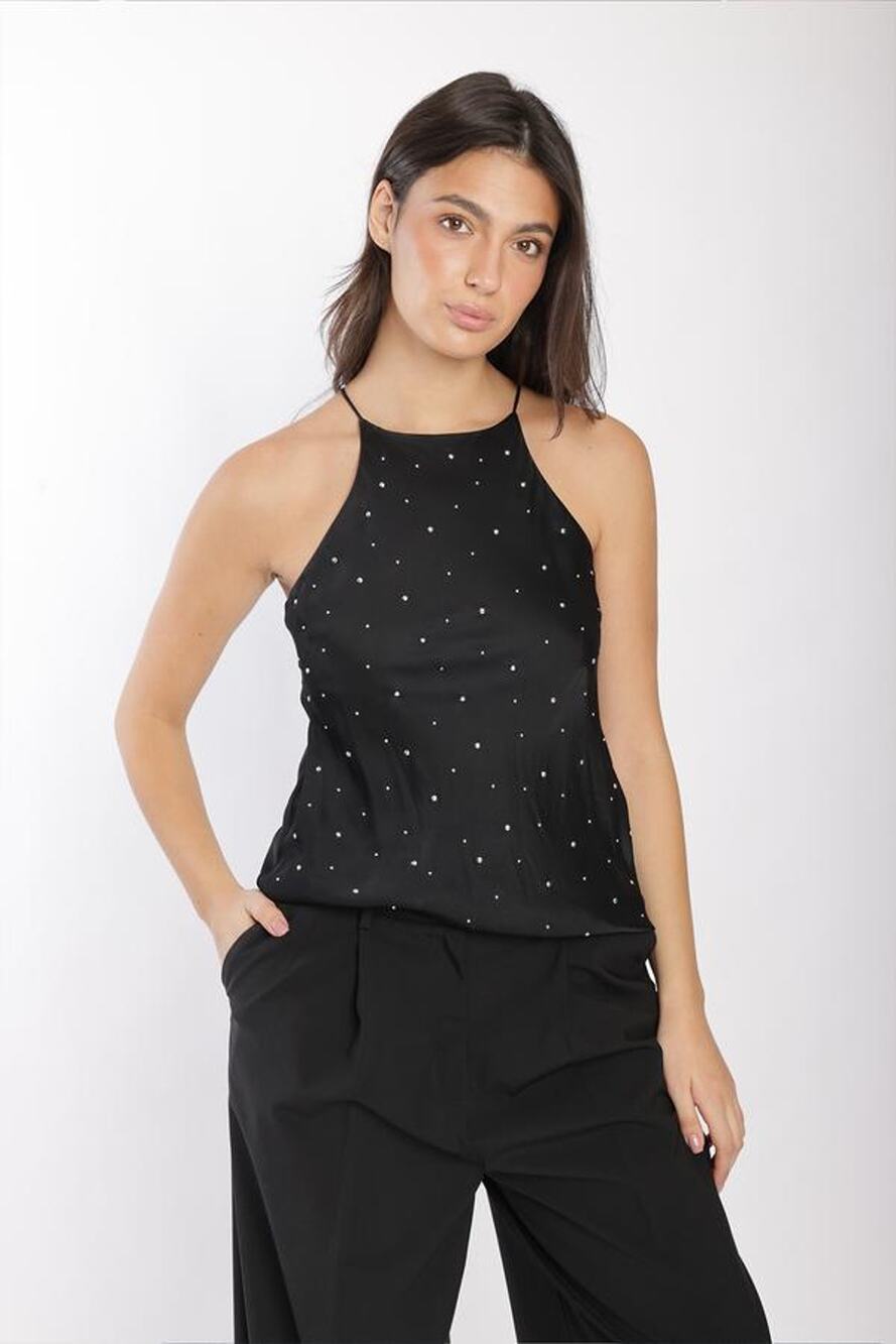 ALC Briar Embellished Satin Tank in Black Silver 2